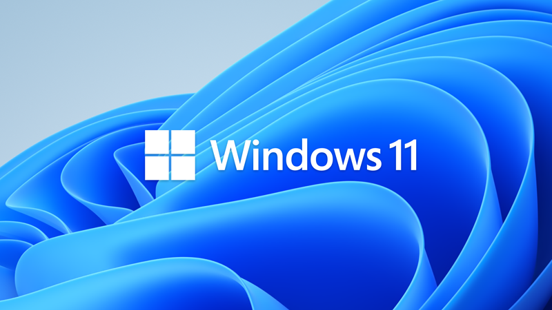 شعار Windows 11 على خلفية زرقاء