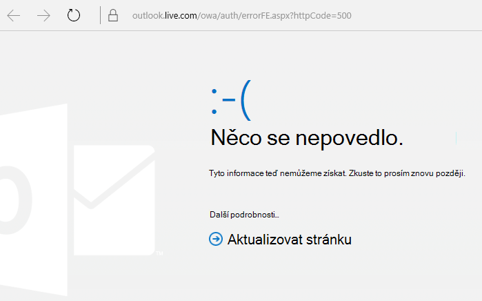 Outlook.com – „Něco se nepovedlo“, kód chyby 500