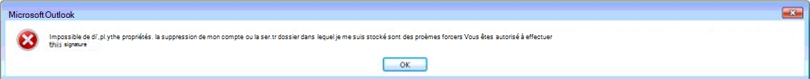 Erreur Outlook liée à l’impossibilité d’afficher un dossier