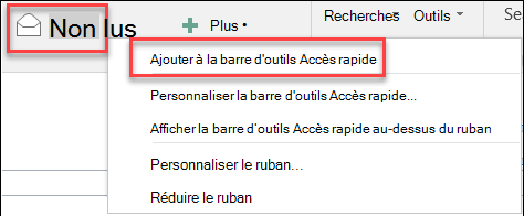 Ajouter Outlook à la barre d’outils Accès rapide