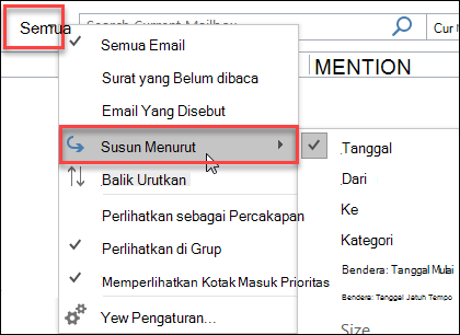 Semua Menu Outlook