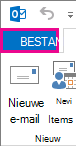 Schermafbeelding van het linkerdeel van het Outlook-lint met Bestand geselecteerd