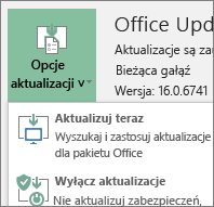 Wybierz polecenie Aktualizuj teraz z listy rozwijanej Opcje aktualizacji