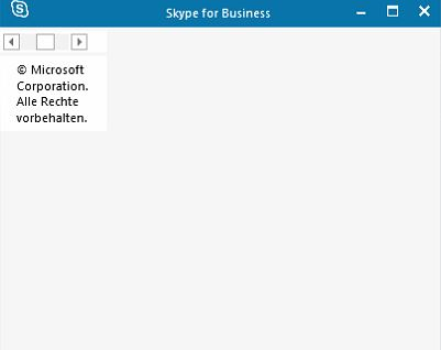 Janela do Skype for Business aberta em branco