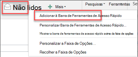 Adicionar à barra de ferramentas de acesso rápido do Outlook