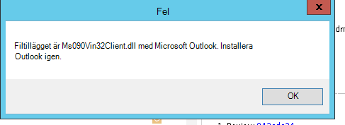 Kraschfel i Outlook