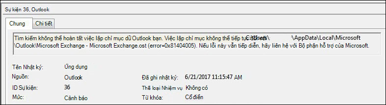 Cảnh báo Nhật ký Sự kiện Outlook